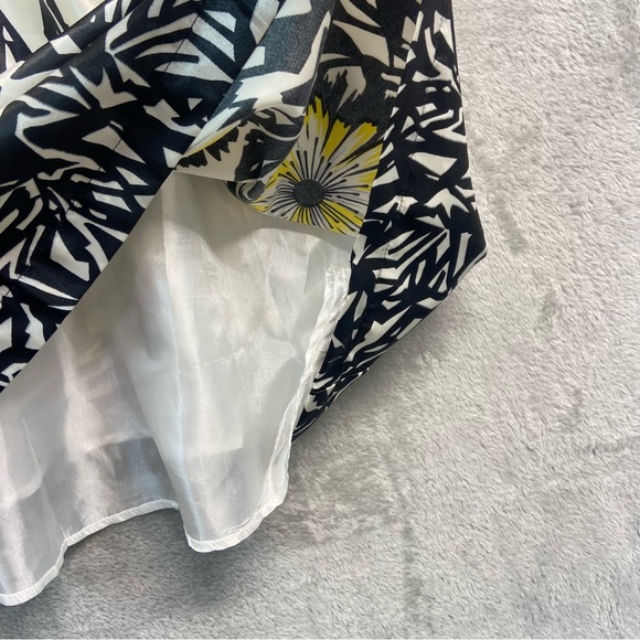 Y2K Cream Black Satin Floral  Dress with Yellow Accents Size S - Picture 3 of 9